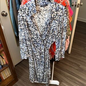 Lafayette 148 New York Blue and Cream Abstract Dress